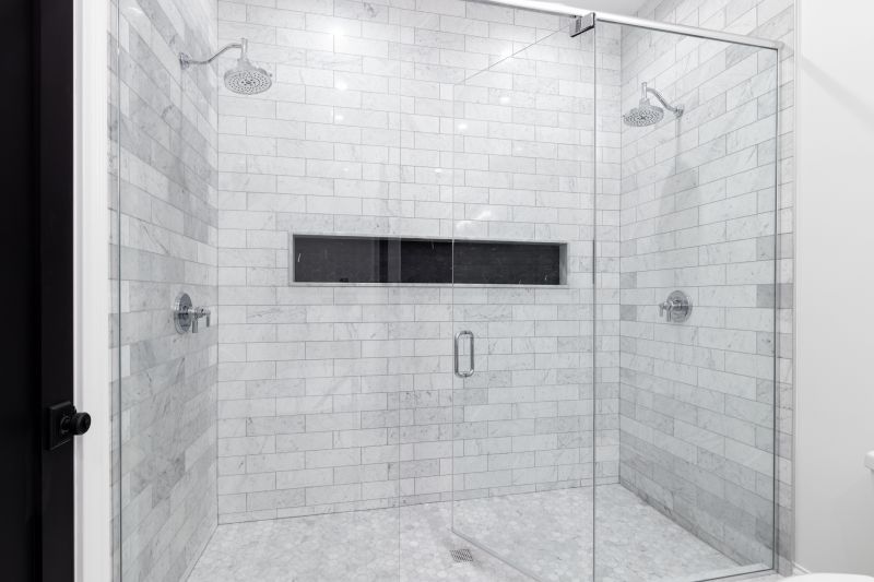 Open Concept Shower with Stone Tiles